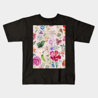 Various flowers seamless watercolor pattern. Spring blooming garden. Different wildflowers blossom. Colorful summer floral composition Kids T-Shirt